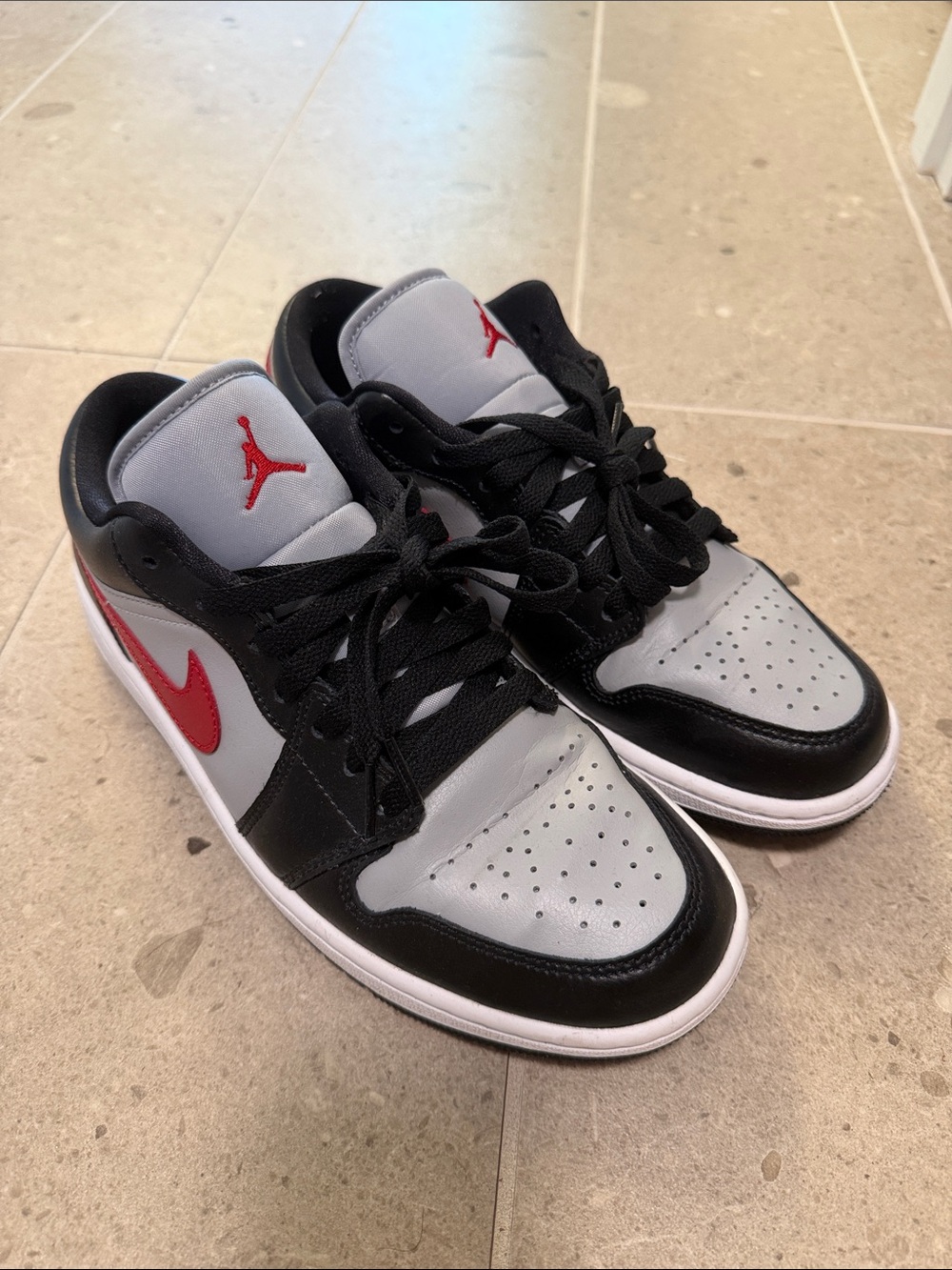 Nike Air Jordan Low Top Sneakers - Gray, Black & Red